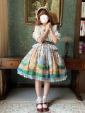 CEL Lolita ~To Alice Oil Painting Printed Lolita Salopette -Ready Made
