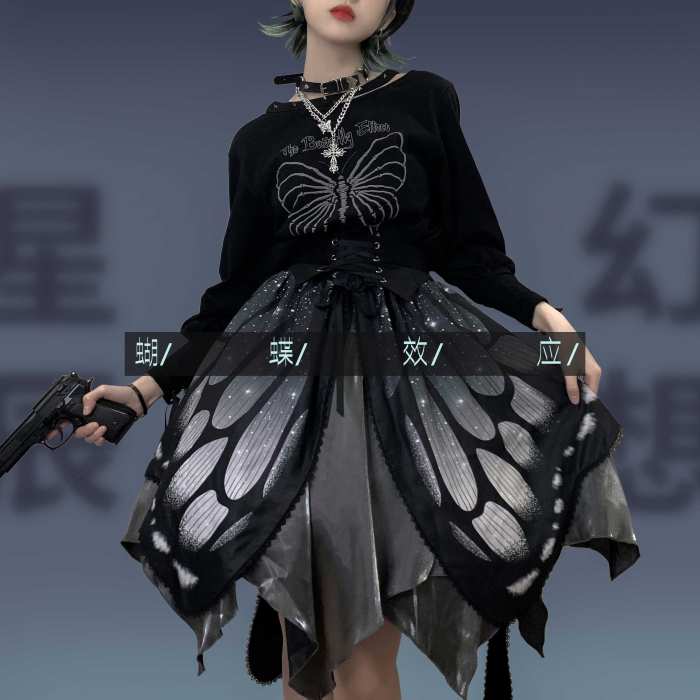 The Butterfly Effect ~Punk Halloween Lolita Skirt