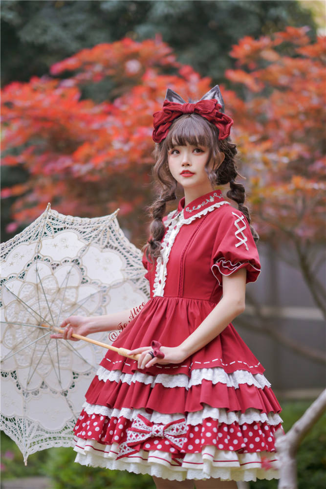 Tommy Bear ~Little Red Riding Hood Lolita OP + Apron Set