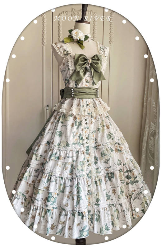 Moon River ~Camellia Vintage Flowers Lolita Vest/Skirt