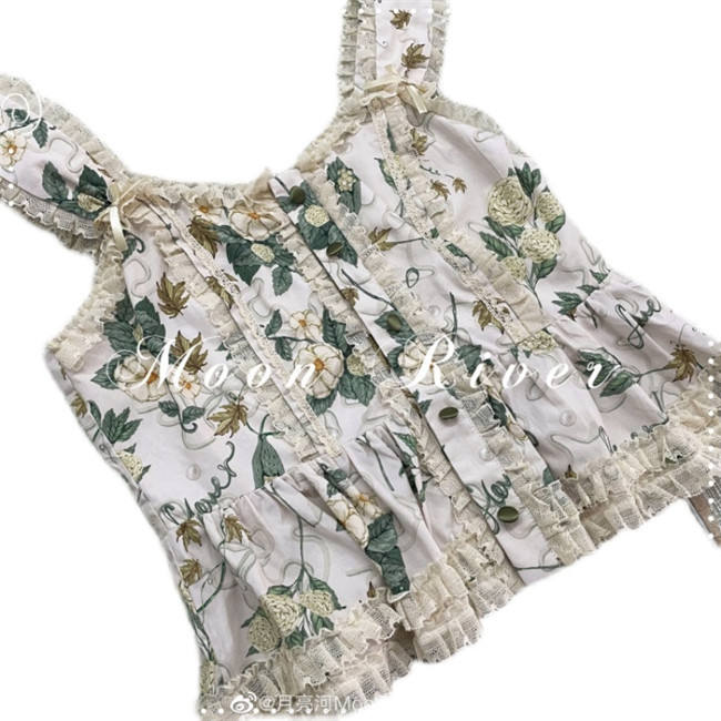 Moon River ~Camellia Vintage Flowers Lolita Vest/Skirt