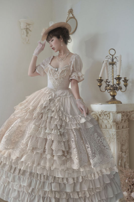 Avro's Dream Luxury Vintage Lolita OP Tea Party Design -Ready Made