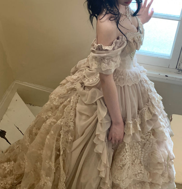 Avro's Dream Luxury Vintage Lolita OP Tea Party Design -Ready Made