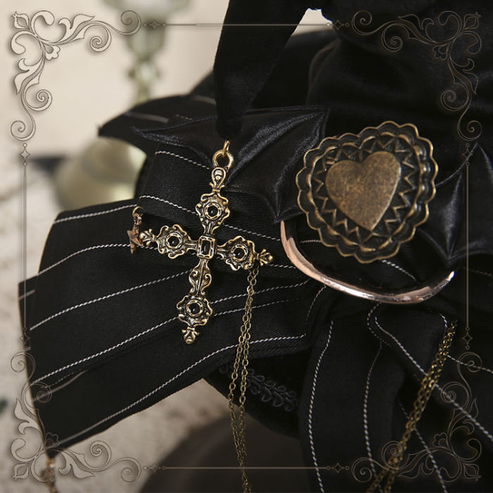 Little Witch Velvet Stripe Lolita Witch Hat with Detachable Bow