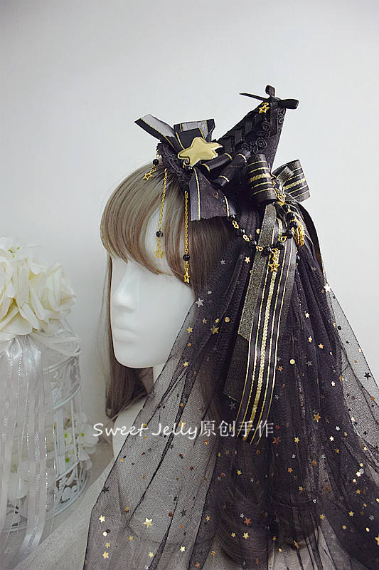 Sweet Jelly Lolita Halloween Lolita Hat with Fixed Veil