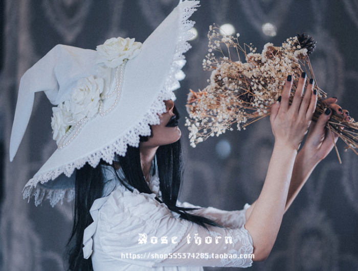 Rose Pearl Halloween Lolita Witch Hat