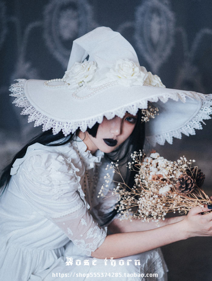 Rose Pearl Halloween Lolita Witch Hat
