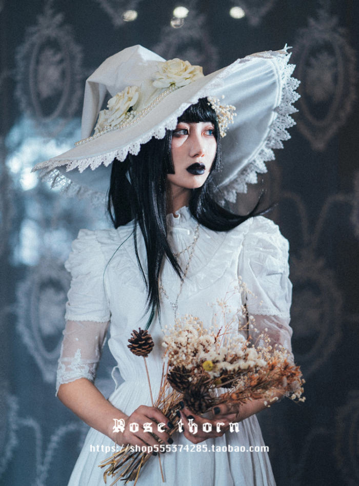 Rose Pearl Halloween Lolita Witch Hat