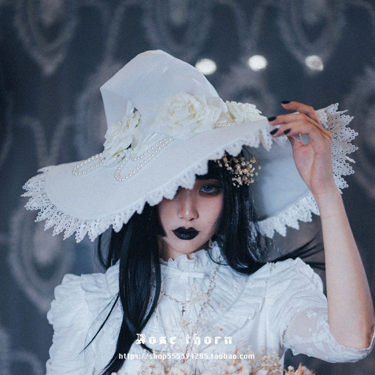 Rose Pearl Halloween Lolita Witch Hat