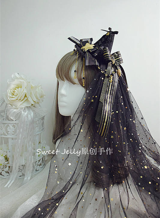 Sweet Jelly Lolita Halloween Lolita Hat with Fixed Veil