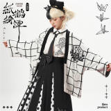 NyaNya Lolita ~Cranes Loose Gingham Knit Lolita Coat -Ready Made