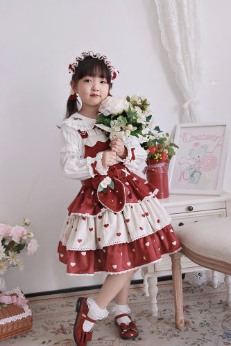 Alice Girl ~Rabbit Strawberry Lolita Salopette for Kids