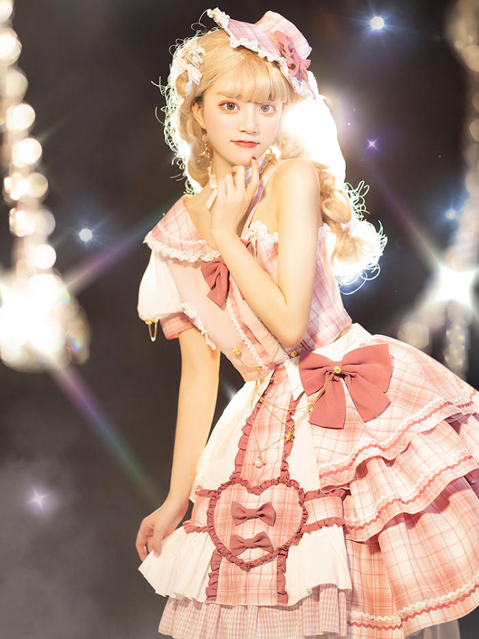 Singing Dress Gingham Lolita Top + Skirt Set -Pre-order