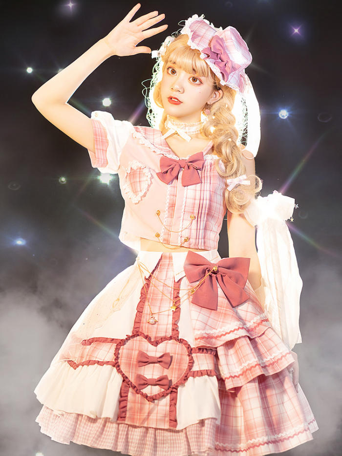 Singing Dress Gingham Lolita Top + Skirt Set -Pre-order