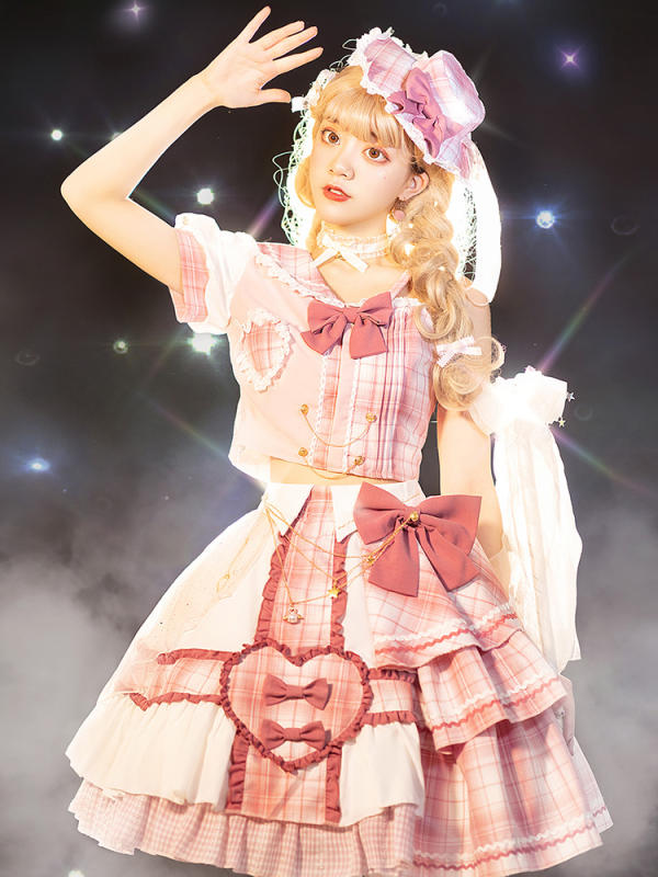 Singing Dress Gingham Lolita Top + Skirt Set -Pre-order