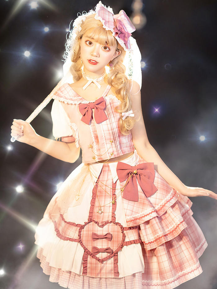 Singing Dress Gingham Lolita Top + Skirt Set -Pre-order