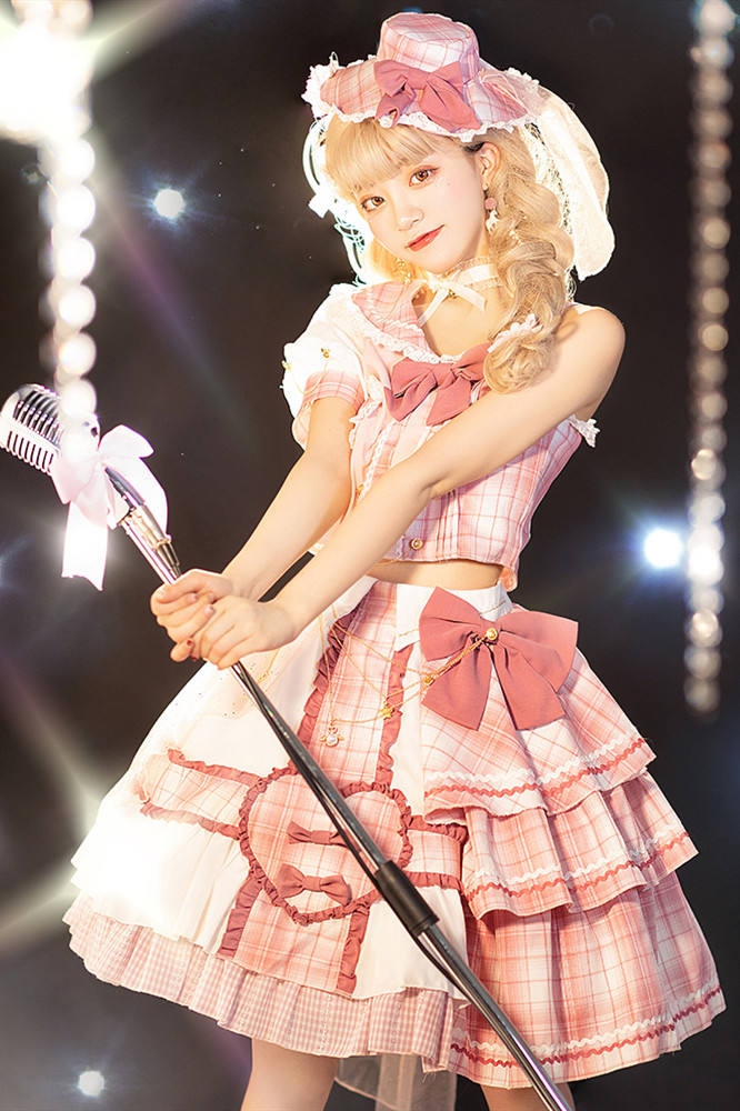 Singing Dress Gingham Lolita Top + Skirt Set -Pre-order