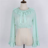 Cheese and Cocoa Long Sleeves Lolita Blouse Purple L - In Stock