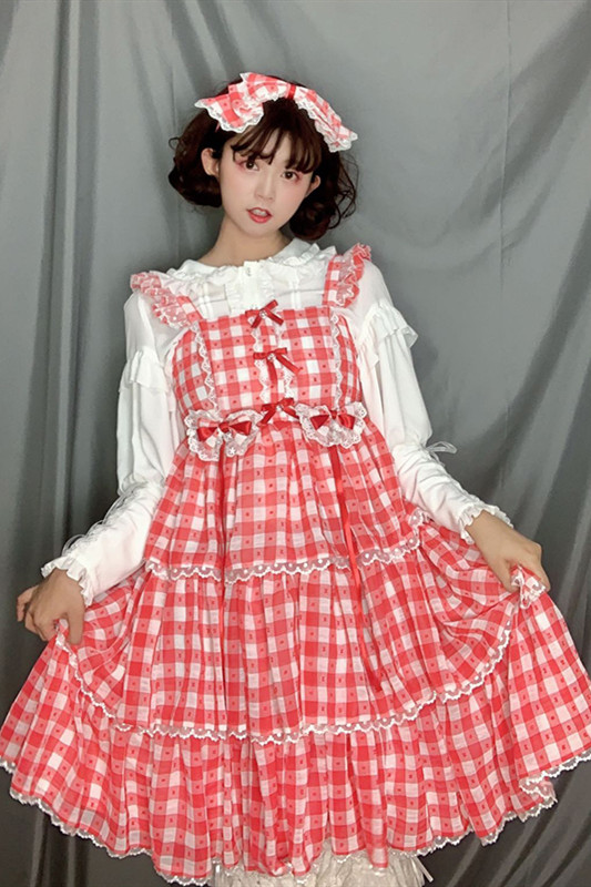 Milky Gingham Dollジャンパースカートset | www.rafremo.pl