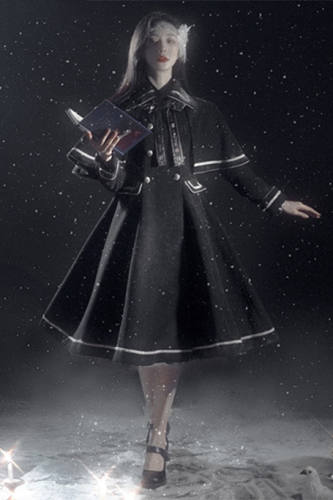 Travelers In the Milky Way Winter Lolita Coat with Detachable Cape -Pre-order