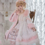 Sweet White Pink Winter Padded Long Coat