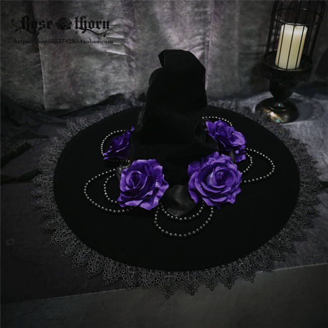 Rose Pearl Halloween Lolita Witch Hat