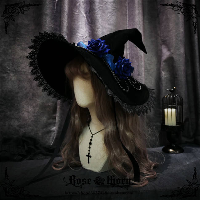 Rose Pearl Halloween Lolita Witch Hat