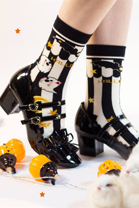 Halloween Pumpkin Bat Lolita Socks