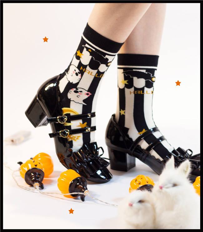 Halloween Pumpkin Bat Lolita Socks