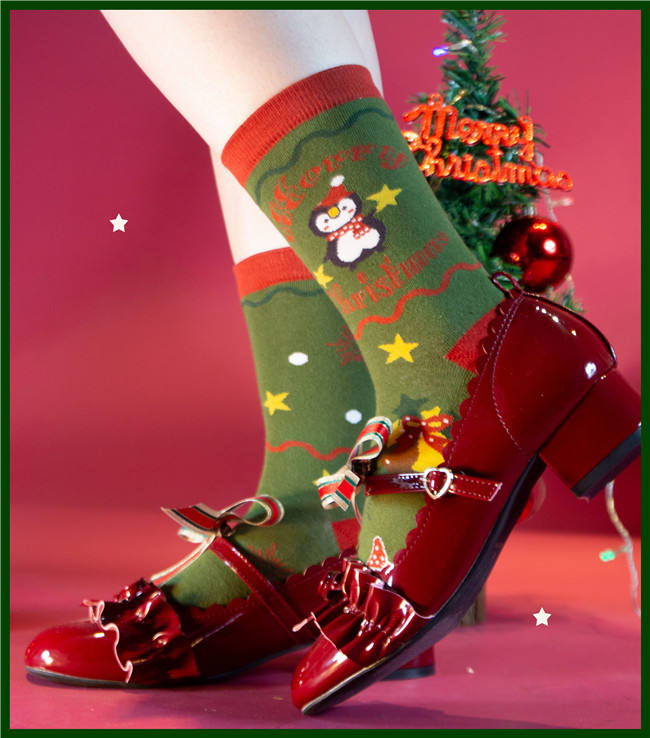 Hearts No Flowers Cotton Christmas Lolita Socks