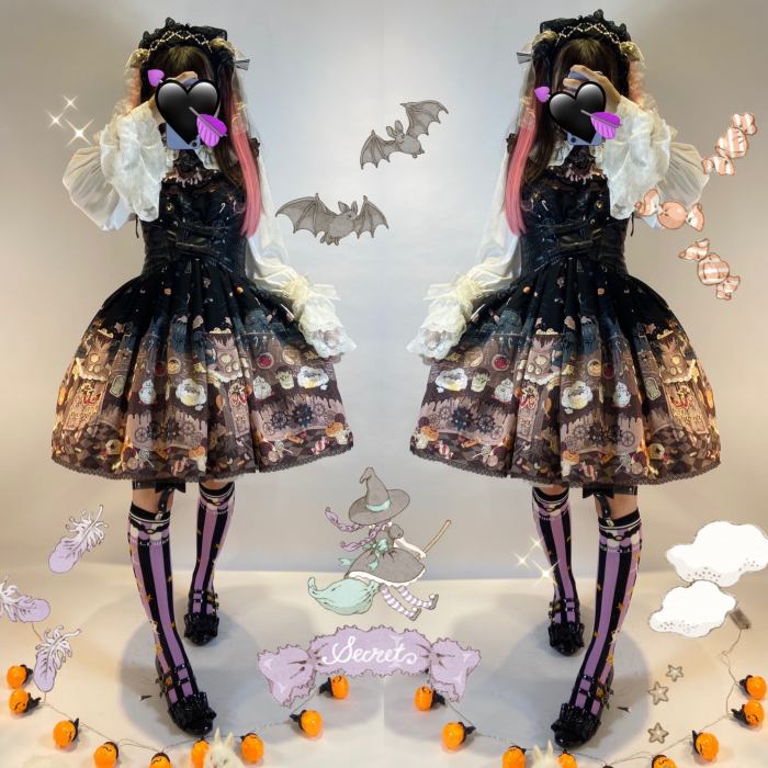 Halloween Pumpkin Bat Lolita Socks