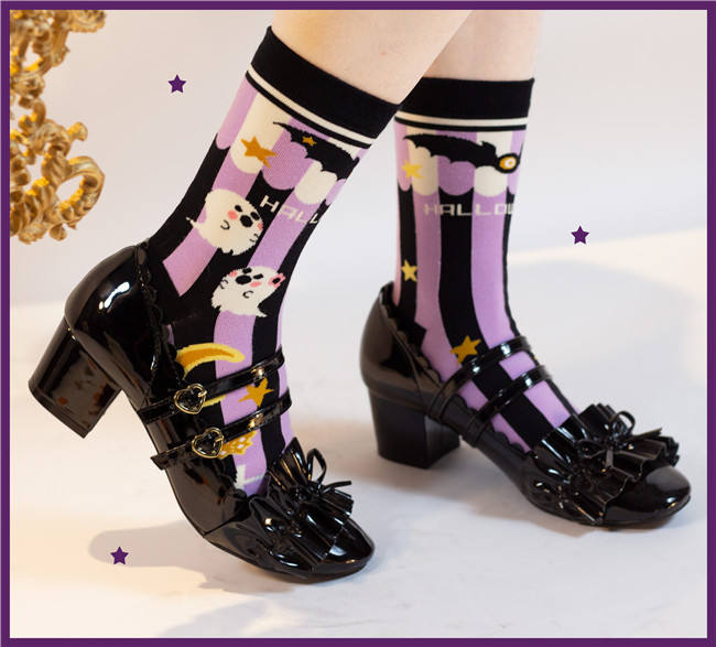 Halloween Pumpkin Bat Lolita Socks