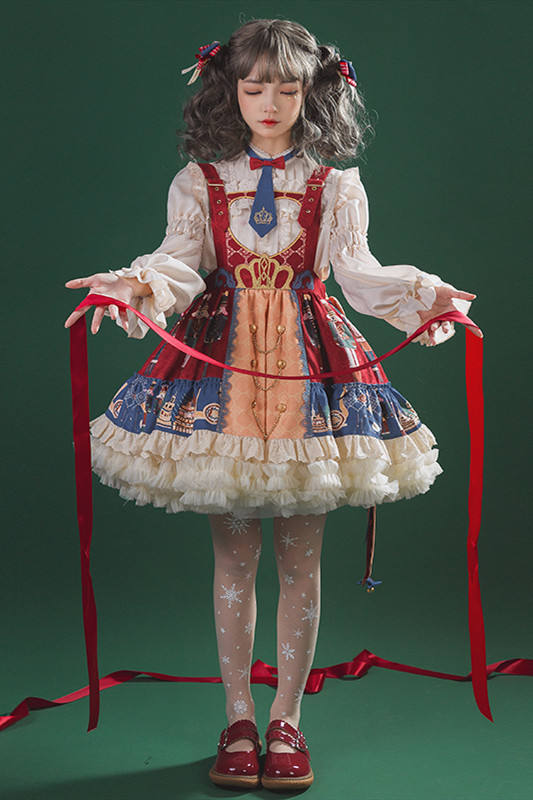 Ying Luo Fu The Nutcracker Christmas Lolita Salopette/Blouse