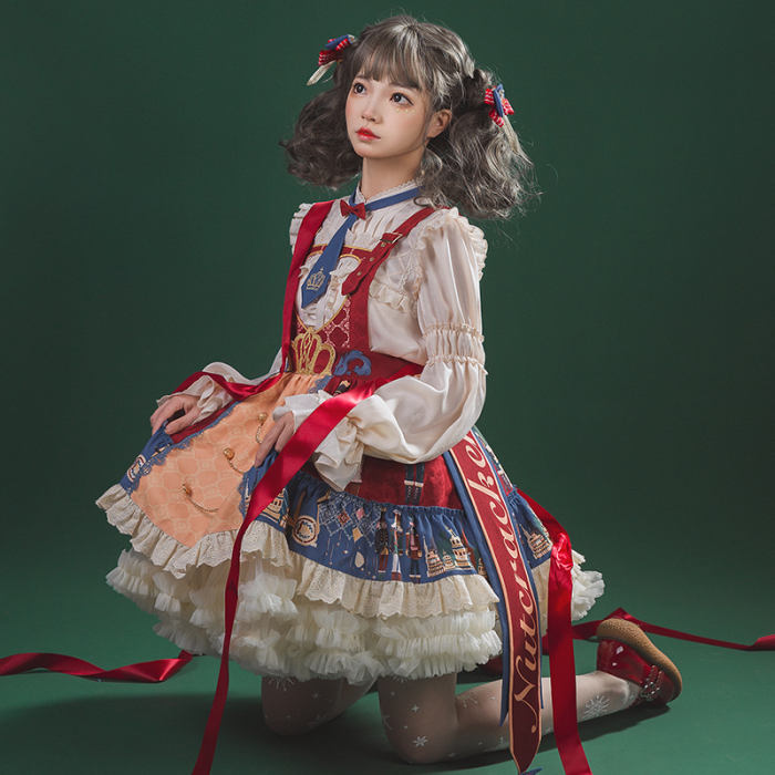 Ying Luo Fu The Nutcracker Christmas Lolita Salopette/Blouse