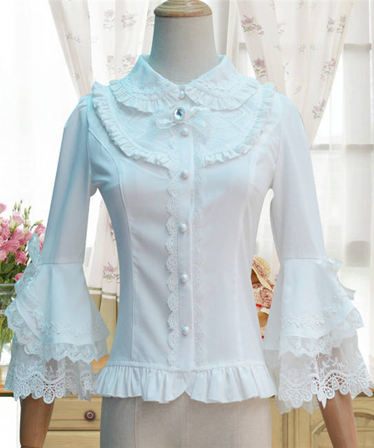 Vintage Mercerized Cotton Hime Sleeves Lolita Blouse