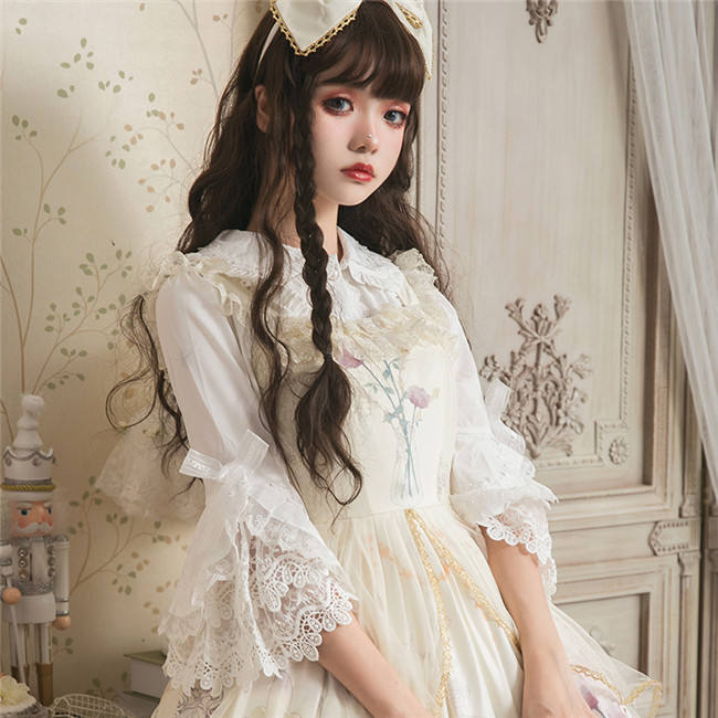 Vintage Mercerized Cotton Hime Sleeves Lolita Blouse