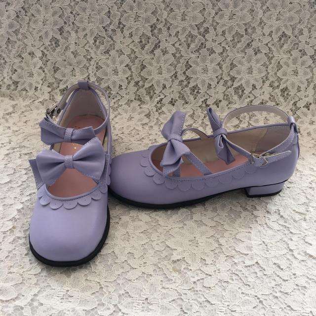 Matte Red Double Bow Lolita Shoes