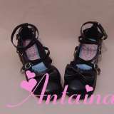 Unicolor Bow Lolita Shoes Square Heels Tea Party Shoes