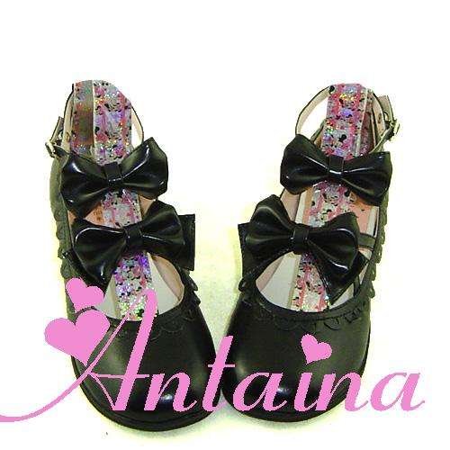 Matte Red Double Bow Lolita Shoes
