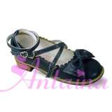 Unicolor Bow Lolita Shoes Square Heels Tea Party Shoes