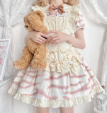 Alice Girl ~Tiger Cake Lolita OP + Apron Pale White Size M - In Stock