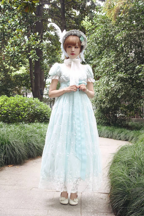 Josephine~ Gothic Chiffon Lolita High Waist Jumper Green XL - In Stock