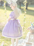 Tommy Bear ~Lulu Purple Sweet Lolita OP + Apron Set  - In Stock