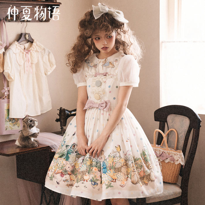 Peter Rabbit Lolita JSK/Skirt/Blouse - White Blouse Size L - In Stock