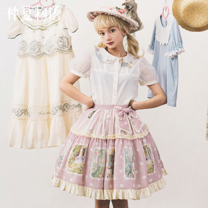 Peter Rabbit Lolita JSK/Skirt/Blouse - White Blouse Size L - In Stock