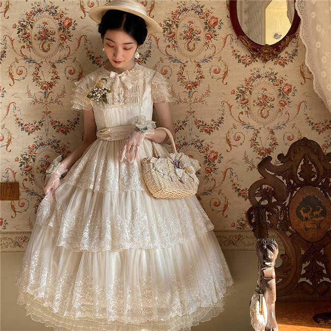 Miss Point ~Through Your Bloom Embroidery Collar Lolita OP -Pre-order