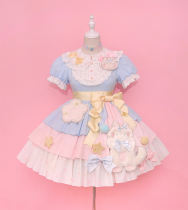 Alice Girl ~Candy Cat Sweet Lolita OP -Pre-order Blue Pink OP Size M - In Stock