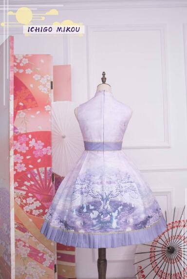 Ichigomikou Original Design Night Sakura Krathong JSK -Ready Made