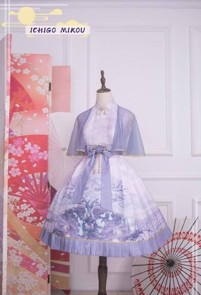 Ichigomikou Original Design Night Sakura Krathong JSK -Ready Made