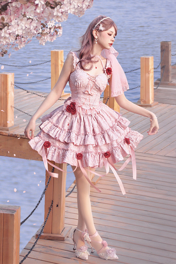 Alice Girl ~Tears for Blood Rose Lolita Top + Skirt Set ,One Piece